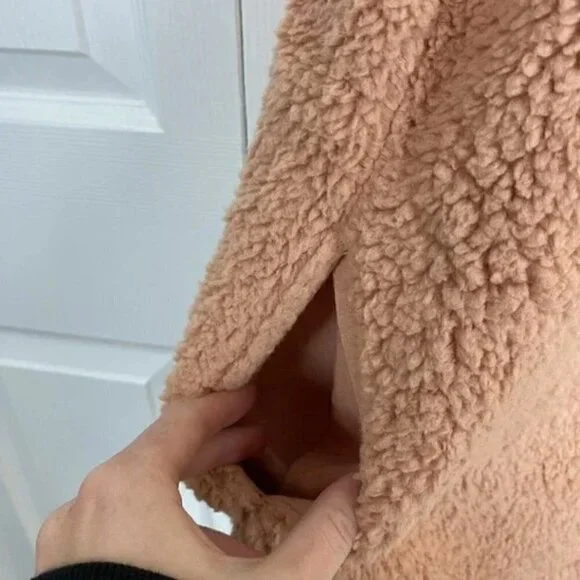 Koolaburra Ugg Sherpa Vest 1X Brushed Back Open Front Collared Fall Winter Pink - Picture 4 of 6